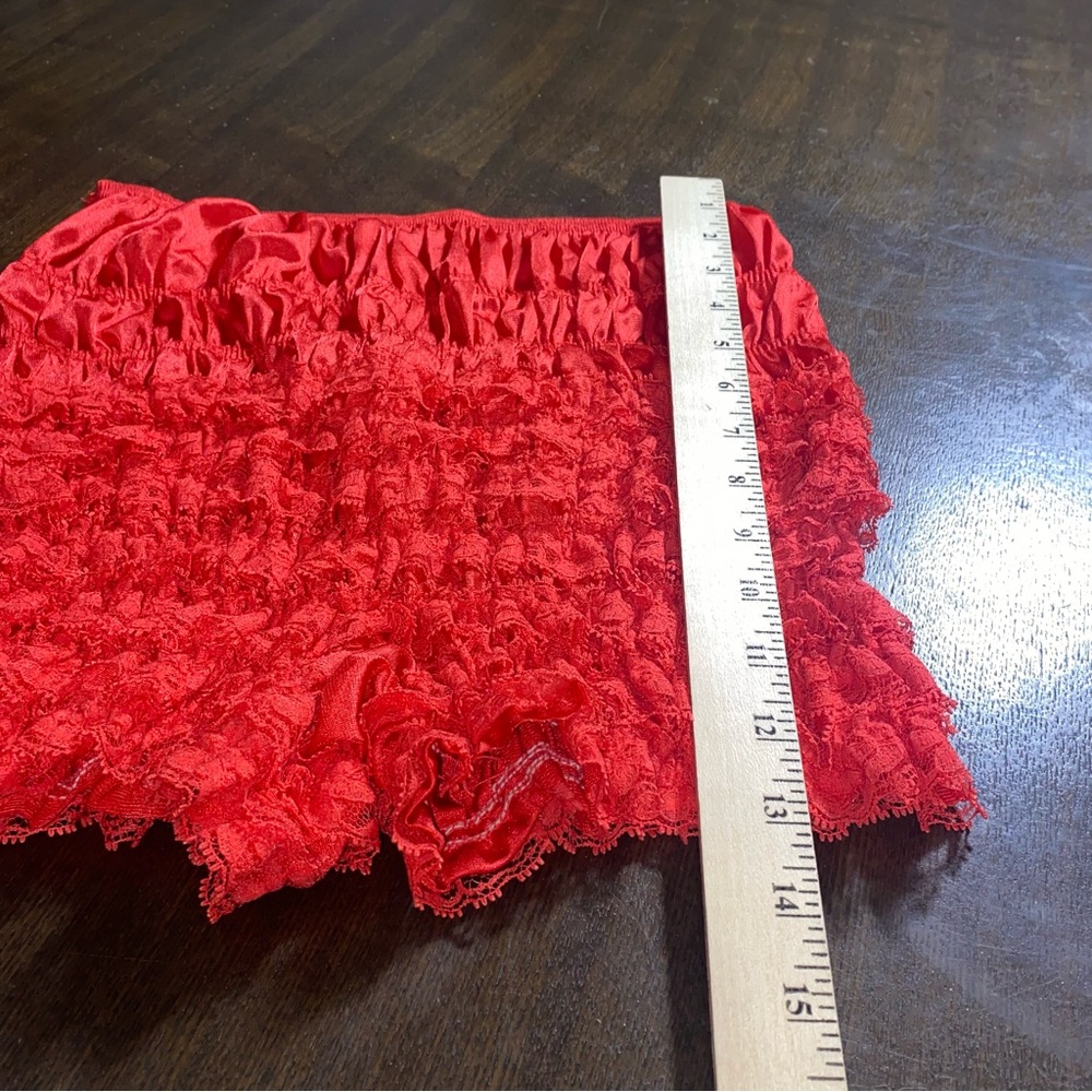 Vtg Malco Modes Red Ruffled Lace Cotton Pettipants Bloomers Panties Medium - Picture 8 of 8